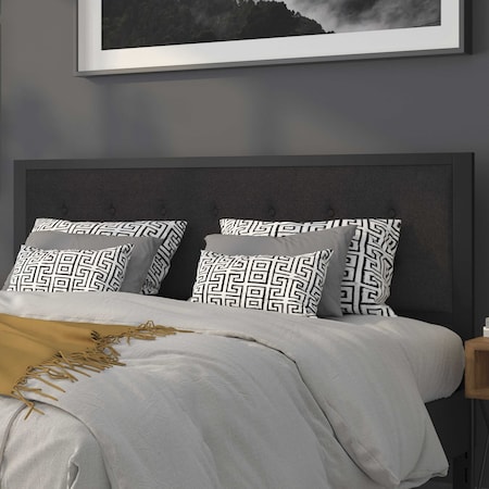 Flash Furniture Bristol Metal Tufted Upholstered King Size Headboard in Black Fabric HG-HB1725-K-BK-GG